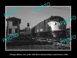 OLD LARGE HISTORIC PHOTO OF CHICAGO ILLINOIS, 16th St RAILROAD SIGNAL TOWER 1960