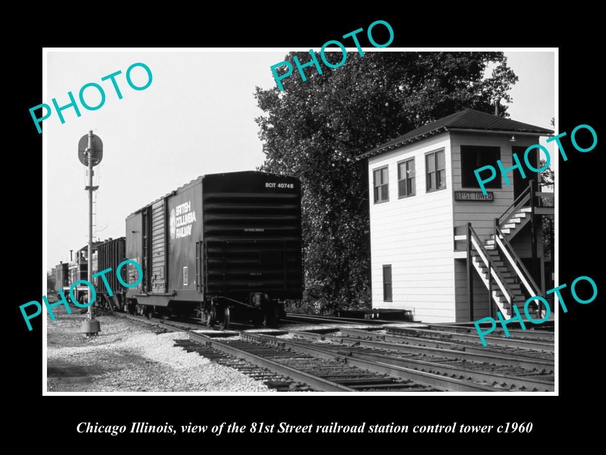 OLD LARGE HISTORIC PHOTO OF CHICAGO ILLINOIS, 81st St RAILROAD SIGNAL TOWER 1960