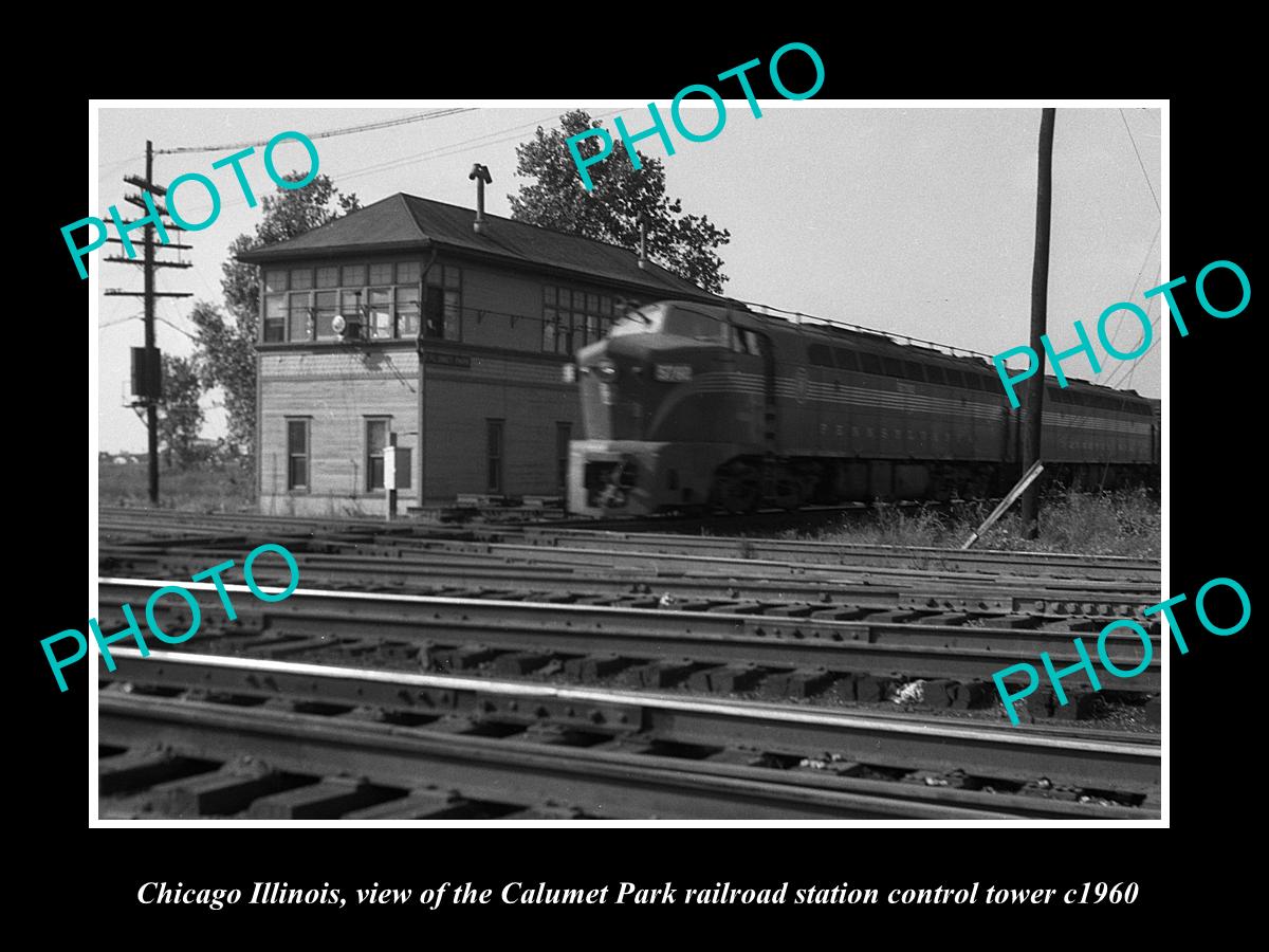 OLD LARGE HISTORIC PHOTO OF CHICAGO ILLINOIS, CALUMET PARK RAILROAD TOWER c1960