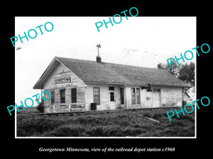 OLD LARGE HISTORIC PHOTO OF GEORGETOWN MINNESOTA, RAILROAD DEPOT STATION c1960