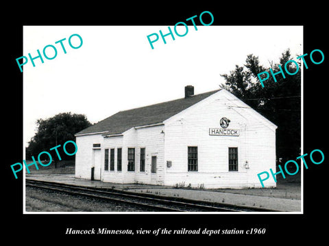 OLD LARGE HISTORIC PHOTO OF HAMOCK MINNESOTA, THE RAILROAD DEPOT STATION c1960