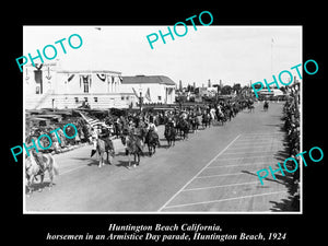 OLD LARGE HISTORIC PHOTO OF HUNTINGTON BEACH CALIFORNIA, ARMISTICE PARADE 1924