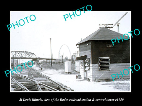 OLD LARGE HISTORIC PHOTO OF St LOUIS ILLINOIS, EADES RAILROAD SIGNAL TOWER c1930