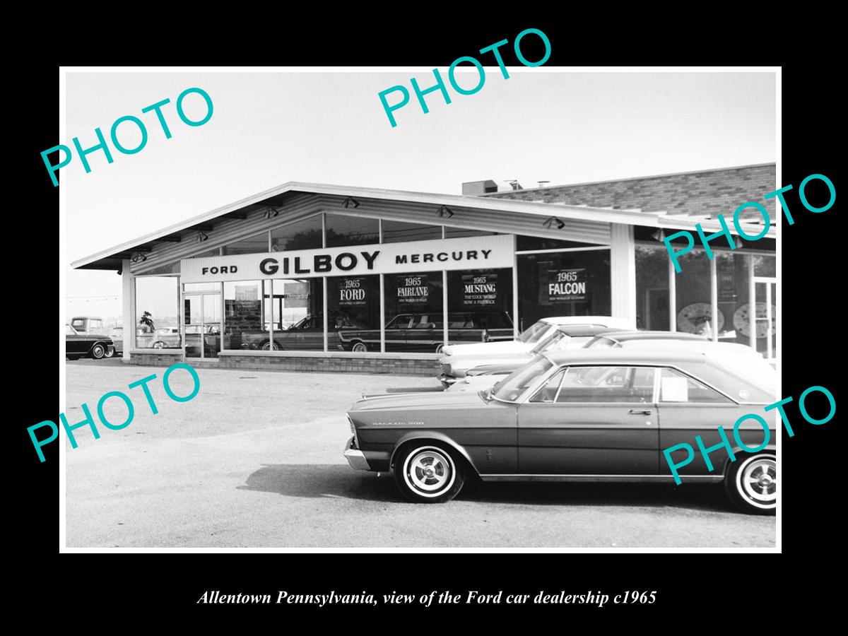 OLD LARGE HISTORIC PHOTO OF ALLENTOWN PENNSYLVANIA, THE FORD CAR DEALERSHIP 1965