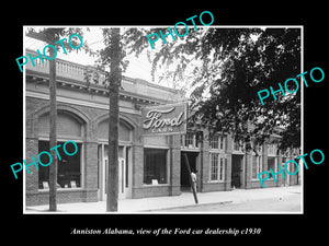 OLD LARGE HISTORIC PHOTO OF ANNISTON ALABAMA, THE FORD MOTORS GARAGE c1930