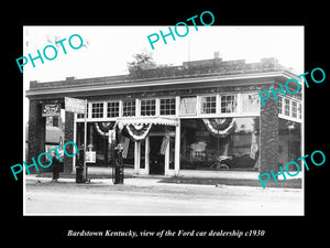 OLD LARGE HISTORIC PHOTO OF BARDSTOWN KENTUCKY, THE FORD CAR DEALERSHIP c1930