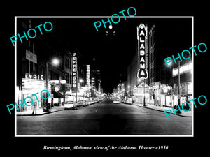 OLD LARGE HISTORIC PHOTO OF BIRMINGHAM ALABAMA, VIEW OF THE ALABAMA THEATER 1950