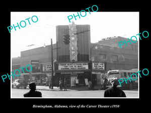 OLD LARGE HISTORIC PHOTO OF BIRMINGHAM ALABAMA, VIEW OF THE CARVER THEATER 1950