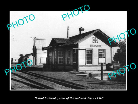 OLD LARGE HISTORIC PHOTO OF BRISTOL COLORADO, THE RAILROAD DEPOT STATION c1960