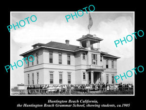 OLD LARGE HISTORIC PHOTO OF HUNTINGTON BEACH CALIFORNIA, THE GRAMMER SCHOOL 1905