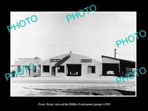 OLD LARGE HISTORIC PHOTO OF FREER TEXAS, THE DILLIES FORD CAR DEALERSHIP c1955