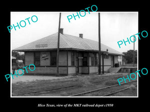 OLD LARGE HISTORIC PHOTO OF HICO TEXAS, THE RAILROAD DEPOT STATION c1950