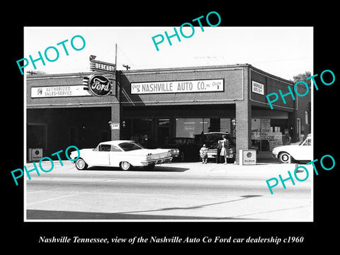 OLD LARGE HISTORIC PHOTO OF NASHVILLE TENNESSEE, THE FORD CAR DEALERSHIP c1960