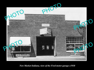 OLD LARGE HISTORIC PHOTO OF NEW MARKET INDIANA, THE FORD MOTOR GARAGE c1930