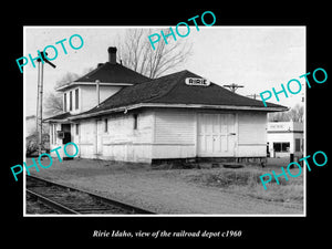 OLD LARGE HISTORIC PHOTO OF RIRIE IDAHO, VIEW OF THE RAILROAD DEPOT STATION 1960