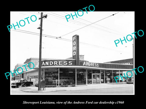 OLD LARGE HISTORIC PHOTO OF SHREVEPORT LOUISIANA, THE FORD CAR DEALERSHIP c1960