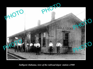 OLD LARGE HISTORIC PHOTO OF SULLIGENT ALABAMA, THE RAILROAD DEPOT STATION c1900