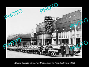 OLD LARGE HISTORIC PHOTO OF ATLANTA GEORGIA, THE WADE FORD CAR DEALERSHIP c1940