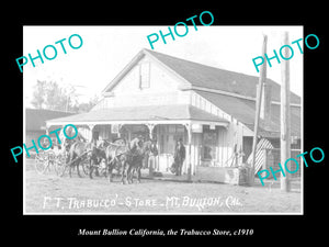 OLD LARGE HISTORIC PHOTO OF MOUNT BULLION CALIFORNIA, THE TRABUCCO STORE c1910