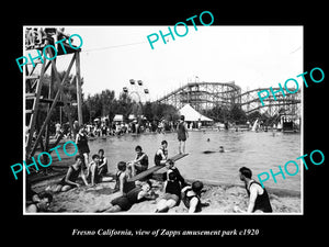 OLD LARGE HISTORIC PHOTO OF FRESNO CALIFORNIA, THE ZAPP AMUSEMENT PARK c1920