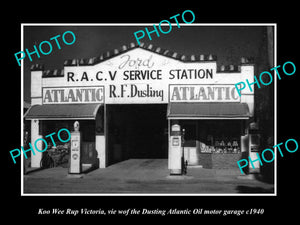 OLD LARGE HISTORIC PHOTO OF KOO WEE RUP VICTORIA, THE ATLANTIC OIL GARAGE c1940