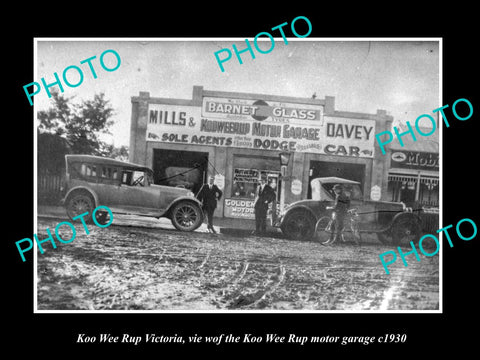 OLD LARGE HISTORIC PHOTO OF KOO WEE RUP VICTORIA, THE TOWN MOTOR GARAGE c1930