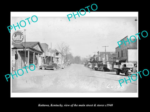 OLD LARGE HISTORIC PHOTO OF KUTTAWA KENTUCKY, THE MAIN STREET & STORES c1940