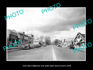 OLD LARGE HISTORIC PHOTO OF LONE PINE CALIFORNIA, THE MAIN STREET & STORES c1950