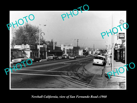 OLD LARGE HISTORIC PHOTO OF NEWHALL CALIFORNIA, VIEW OF SAN FERNANDO RD c1960