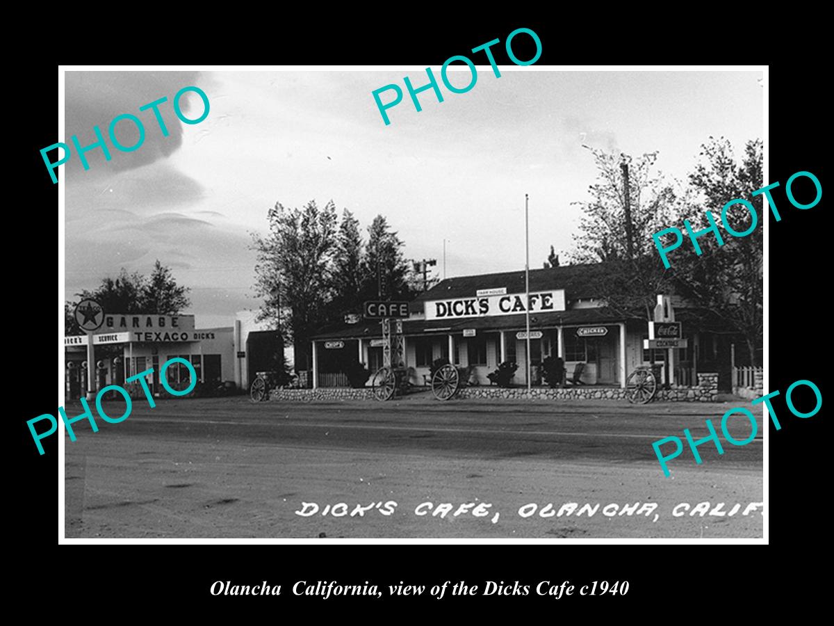 OLD LARGE HISTORIC PHOTO OF OLANCHA CALIFORNIA, VIEW OF THE DICKS CAFE c1940