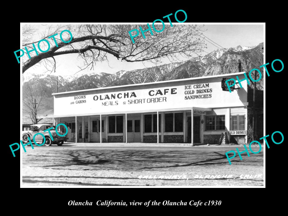 OLD LARGE HISTORIC PHOTO OF OLANCHA CALIFORNIA, VIEW OF THE OLANCHA CAFE c1930