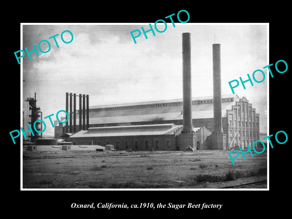 OLD LARGE HISTORIC PHOTO OXNARD CALIFORNIA, THE SUGAR BEET FACTORY c1910