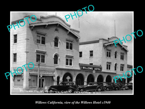 OLD LARGE HISTORIC PHOTO OF WILLOWS CALIFORNIA, VIEW OF THE WILLOWS HOTEL c1940