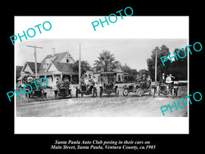 OLD LARGE HISTORIC PHOTO SANTA PAULA CALIFORNIA, AUTO CLUB IN MAIN STREET c1905