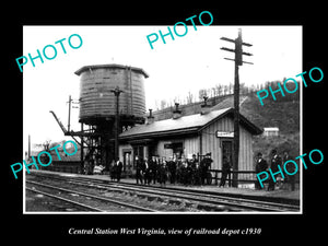 OLD LARGE HISTORIC PHOTO OF CENTRAL STATION WEST VIRGINIA RAILROAD  DEPOT c1930