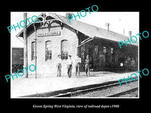 OLD LARGE HISTORIC PHOTO OF GREEN SPRING WEST VIRGINIA, RAILROAD STATION c1909