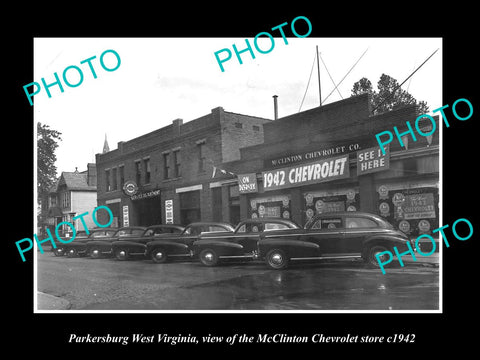 OLD LARGE HISTORIC PHOTO OF PARKERSBURG WEST VIRGINIA, THE CHEVROLET STORE c1942