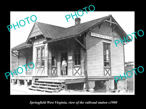 OLD LARGE HISTORIC PHOTO OF SPRINGFIELD WEST VIRGINIA, THE RAILROAD DEPOT 1900 1