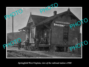 OLD LARGE HISTORIC PHOTO OF SPRINGFIELD WEST VIRGINIA, THE RAILROAD DEPOT 1900 2