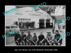 OLD LARGE HISTORIC PHOTO OF AZTEC NEW MEXICO, THE STUDEBAKER MOTOR GARAGE c1960