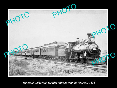 OLD LARGE HISTORIC PHOTO TEMECULA CALIFORNIA, THE FIRST TRAIN TO ARRIVE c1888