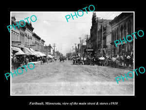 OLD LARGE HISTORIC PHOTO OF FARIBAULT MINNESOTA, THE MAIN STREET & STORES c1910