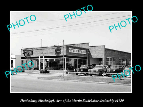 OLD LARGE HISTORIC PHOTO OF HATTIESBURG MISSISSIPPI STUDEBAKER DEALERSHIP c1950