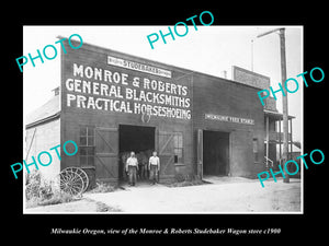 OLD LARGE HISTORIC PHOTO OF MILWAUKIE OREGON, THE STUDEBAKER WAGON STORE c1900