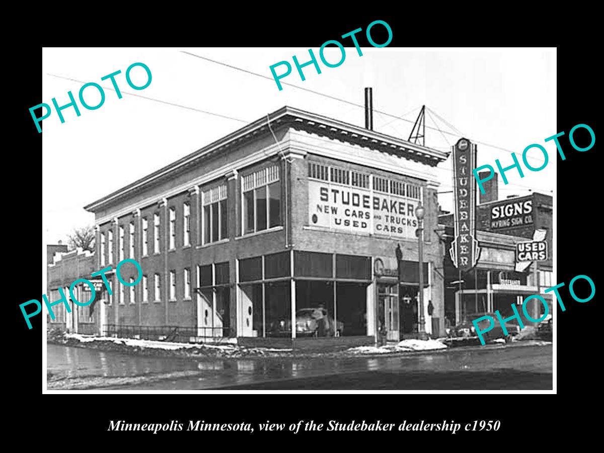 OLD HISTORIC PHOTO OF MINNEAPOLIS MINNESOTA, THE STUDEBAKER DEALERSHIP c1950