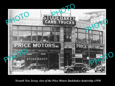 OLD LARGE HISTORIC PHOTO OF NEWARK NEW JERSEY, THE STUDEBAKER DEALERSHIP c1950