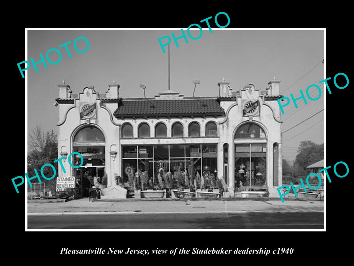 OLD LARGE HISTORIC PHOTO OF PLEASANTVILLE NEW JERSEY STUDEBAKER DEALERSHIP c1940