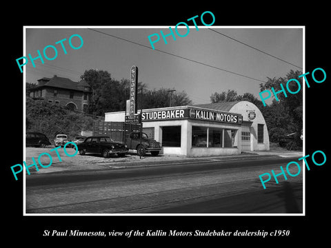 OLD LARGE HISTORIC PHOTO OF St PAUL MINNESOTA, THE STUDEBAKER DEALERSHIP c1950