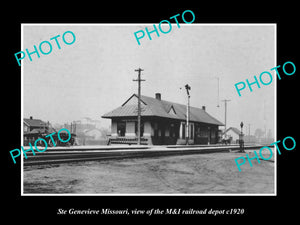 OLD LARGE HISTORIC PHOTO OF STE GENEVIEVE MISSOURI, THE RAILROAD DEPOT c1920