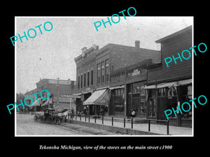 OLD LARGE HISTORIC PHOTO OF TEKONSHA MICHIGAN, THE MAIN STREET & STORES c1900